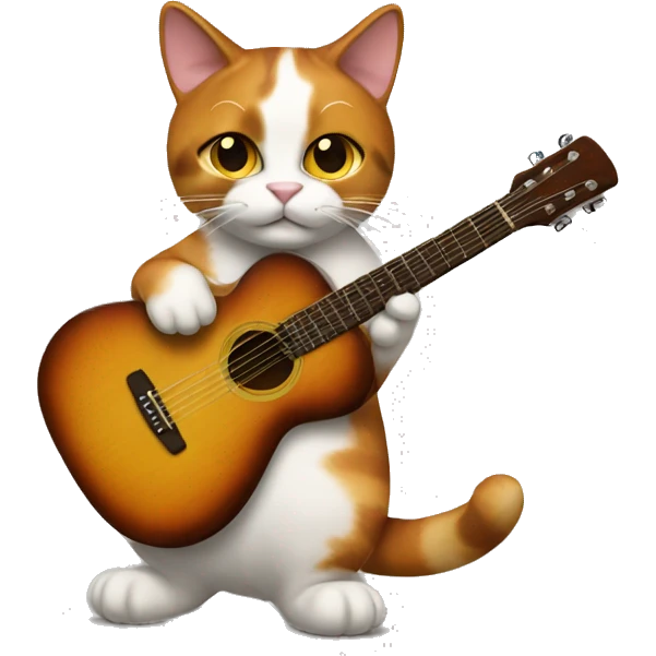 calico cat playing guitar emoji