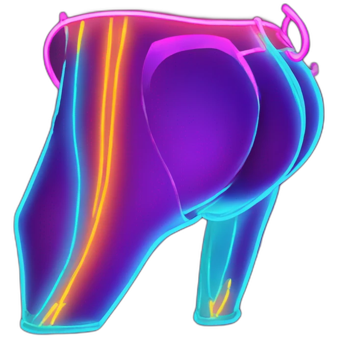 Juicy booty neon sign style emoji