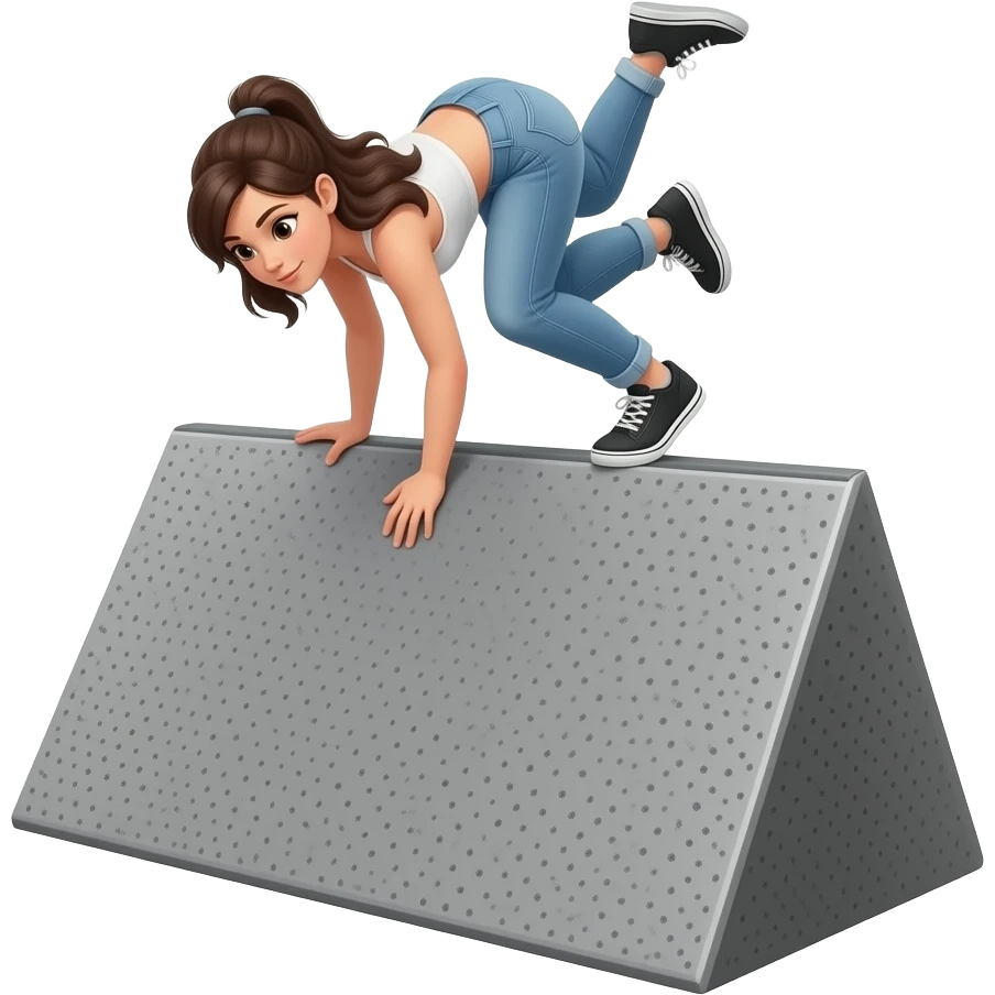 brunette women doing parkour emoji