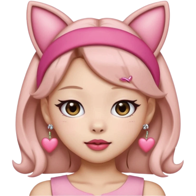 “Cartoon emoji of Jennie from BLACKPINK, heart-shaped face, almond upturned eyes, defined jawline, soft blush, chic expression, cat ears headband” emoji