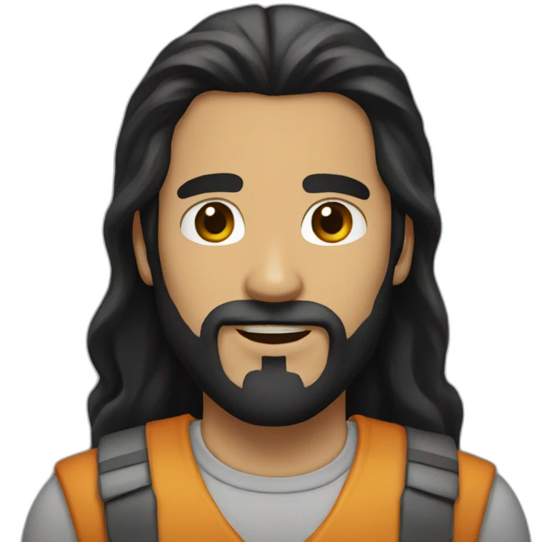 man long black hair and beard  emoji