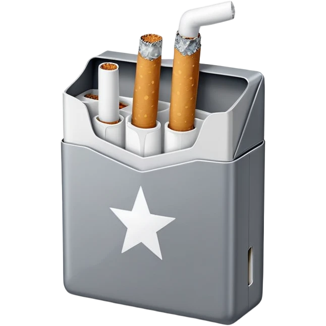 7 stars grey shining cigaret pack with a few little white cigaret inside emoji