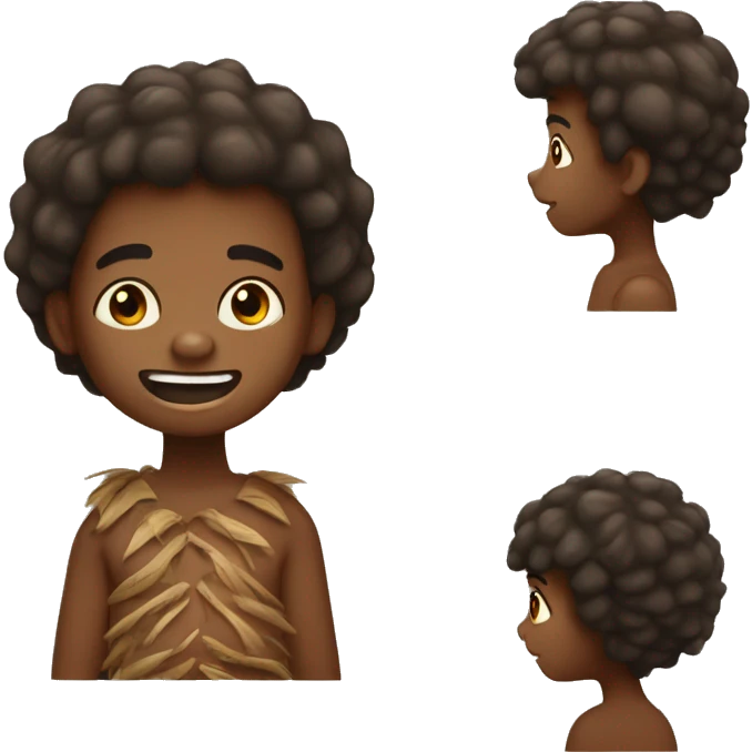 crea emoji de un niño africano prehistorico emoji
