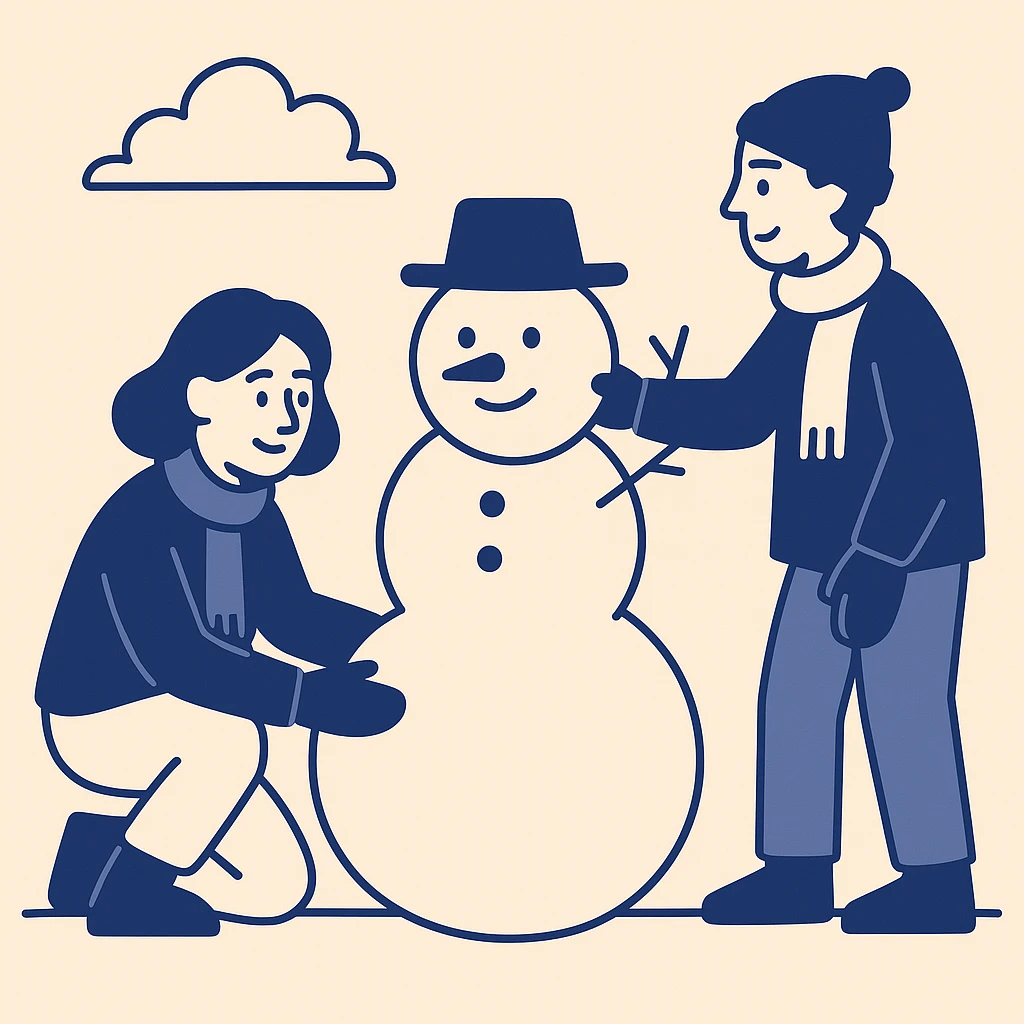 people making a snowman emoji