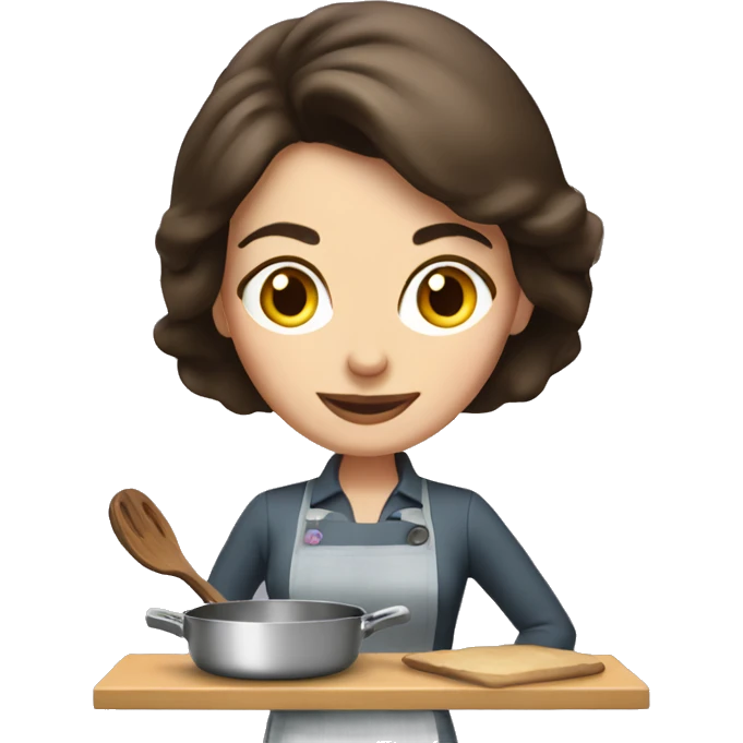 Brunette housewife cooking emoji