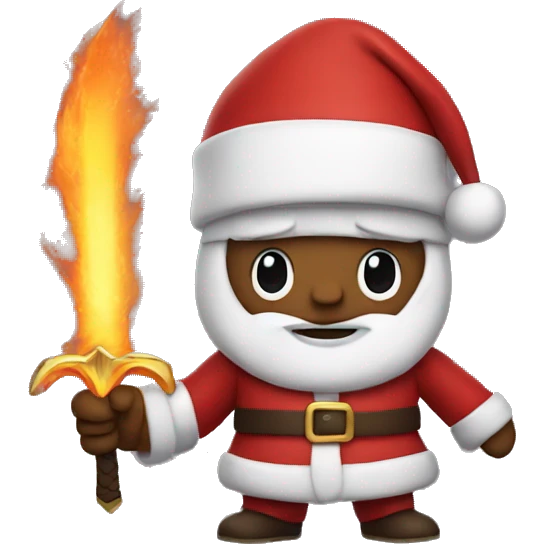 Santa holding a sword of fire emoji