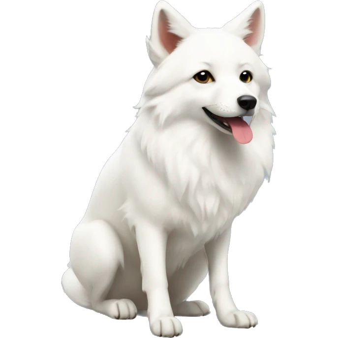 White fox dog and Christmas tree emoji