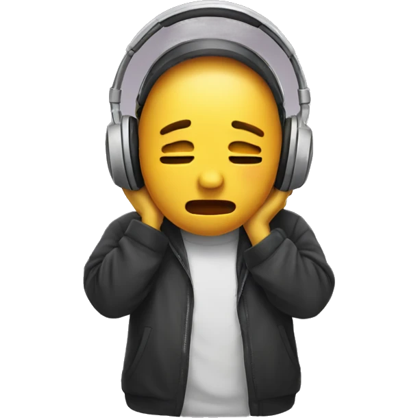 sad emoji wth headphones emoji