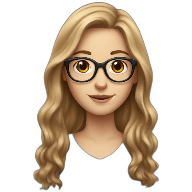 A white Girl with glasses,Brown long hair emoji