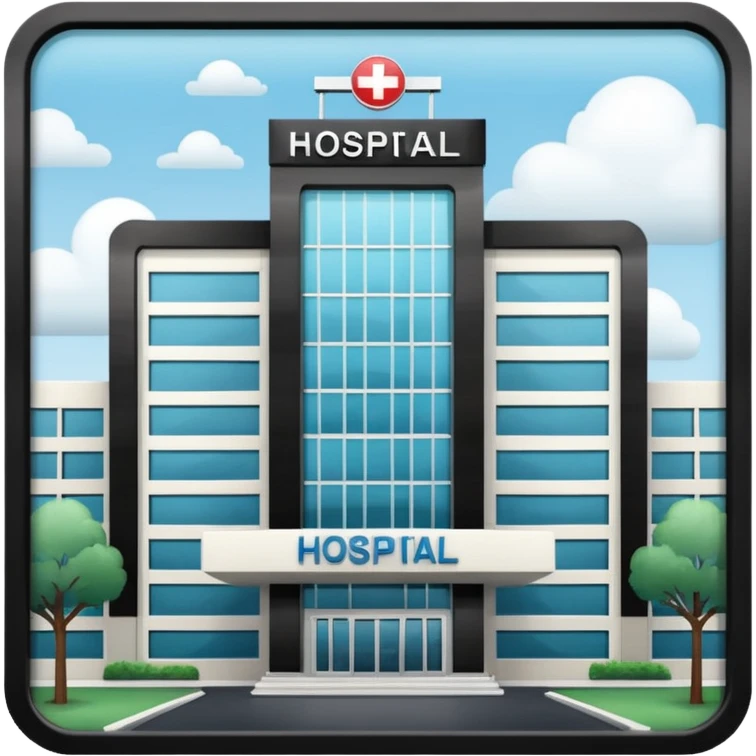 hospital outside, with text hospital emoji