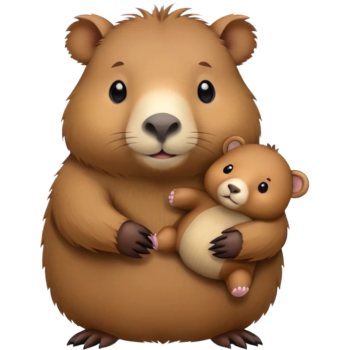 Capybara with stuffed bear emoji