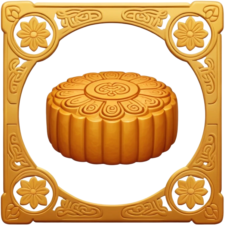 Chinese mooncake with traditional pattern on top, Chinese pastry emoji