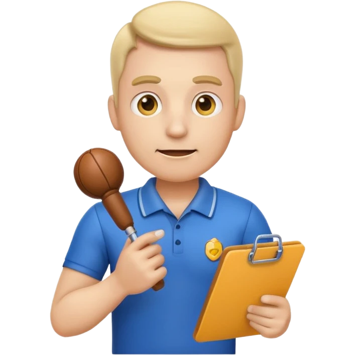 sports coach emoji with a whistle and clipboard emoji