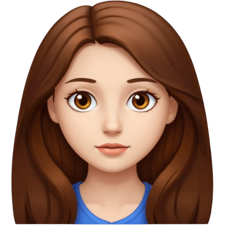 beautiful girl with long and brown hair and brown eyes emoji