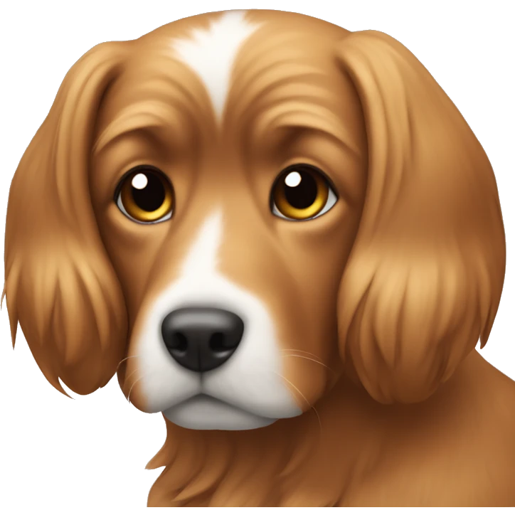 The dog is small red with long hair on the ears emoji