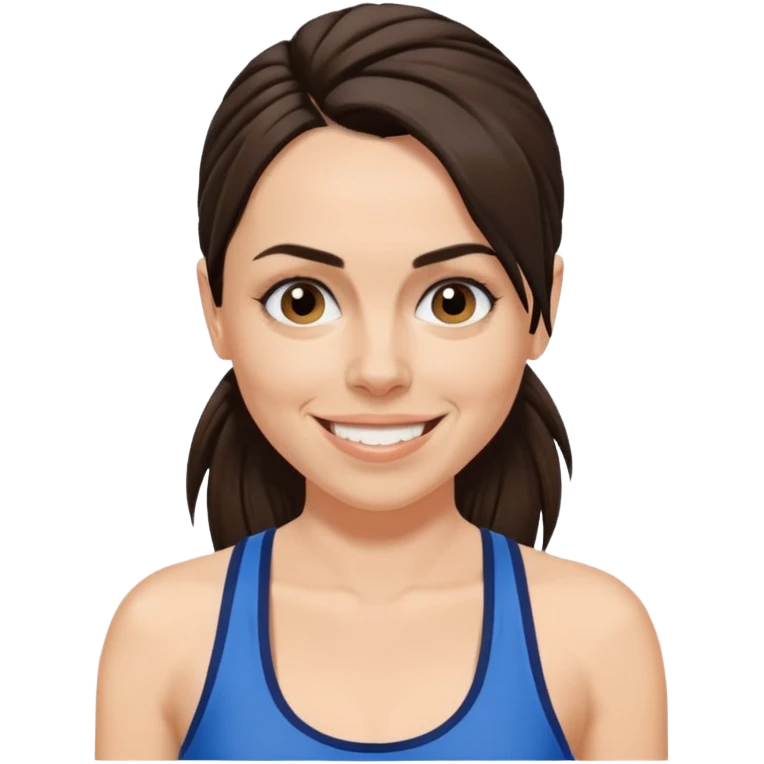Melanie C dark brown ponytail hair with blue tank top emoji