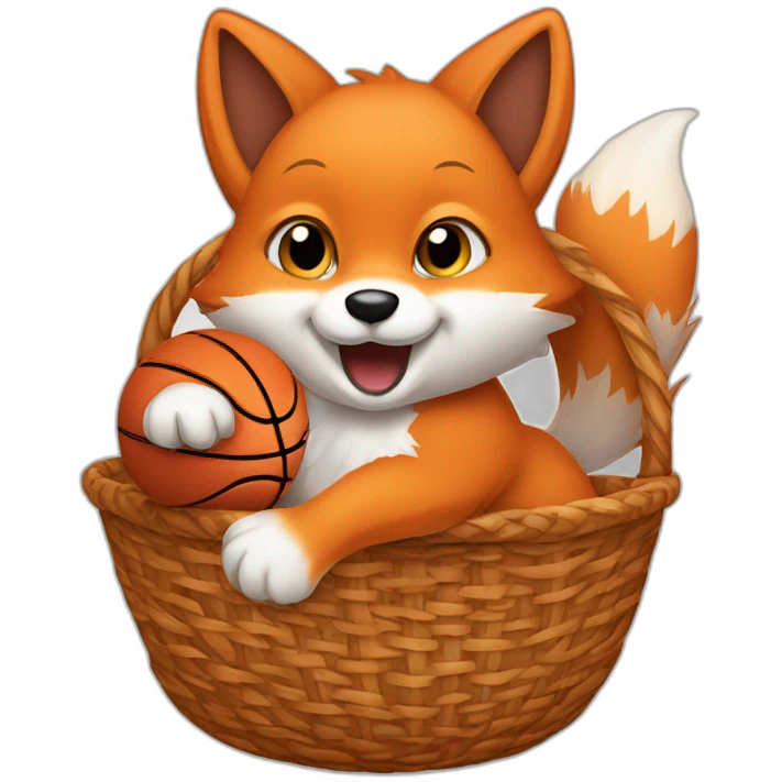 baby fox dunking a basketball in a basket emoji