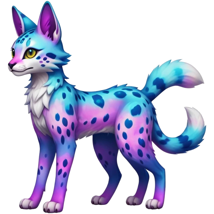 Cute Kawaii Epic Colorful Nebula Sergal-Serval-Vernid full body emoji