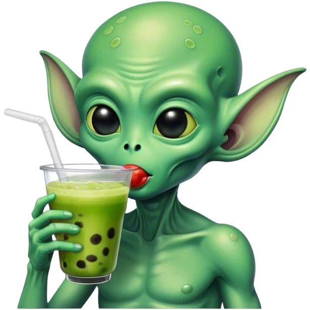 alien drinking boba emoji