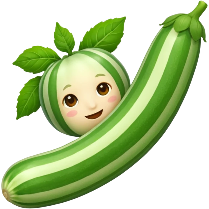 A peppermint carrying a zucchini emoji