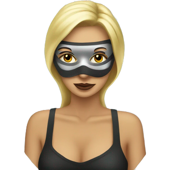 a woman sitting in a mask on the background of dollars emoji