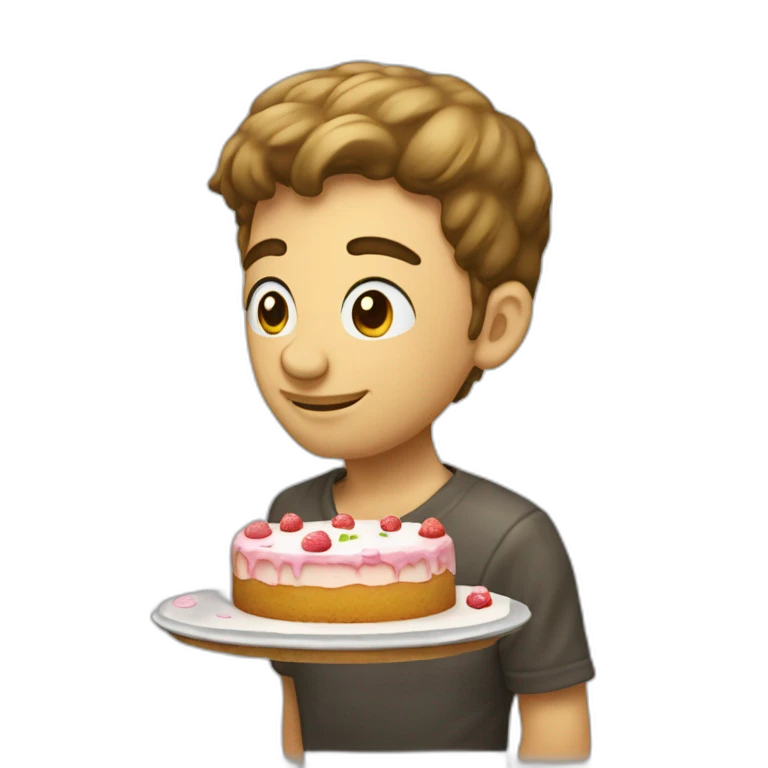 Michou avec un gâteau sur la tête emoji
