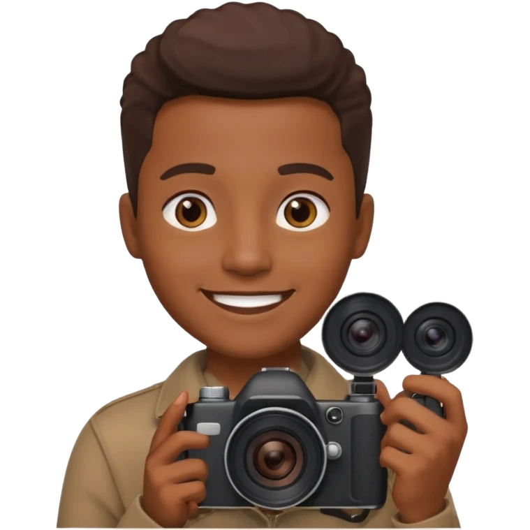 Make a blackest person hold a camera emoji
