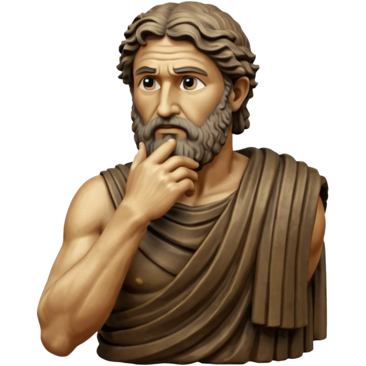 Ancient Greek King Odysseus Statue Thinking with Hand on Chin emoji