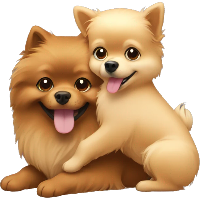 Brown pomeranian hugging blond hair girl emoji