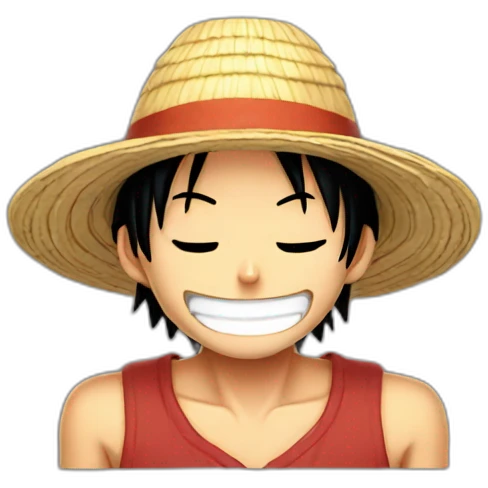 Luffy with his straw hat smiling with closed eyes emoji