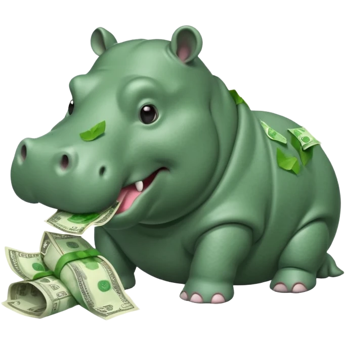 hippo eating money emoji