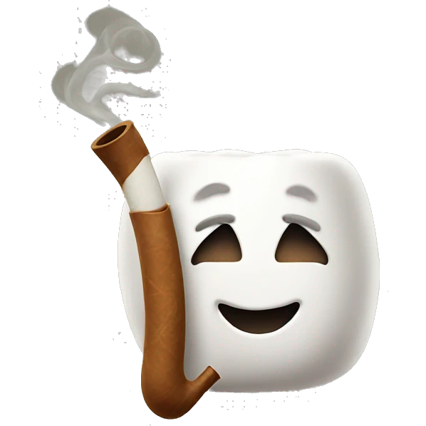 A marshmallow smoking a pipe emoji