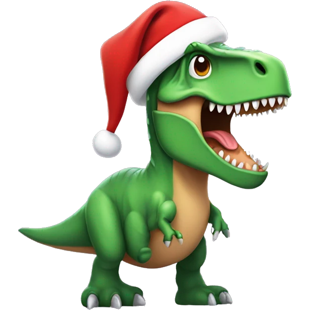Tyrannosaurus Rex with Santa Hat emoji