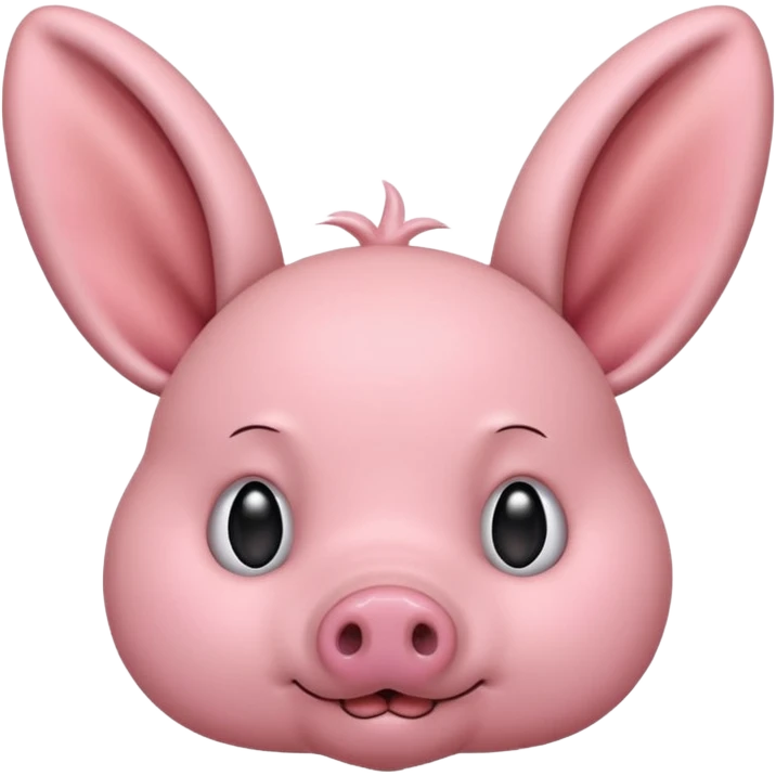 a pink creature with a pig snout but bunny ears , small smirk and blush - fringe covering the top half of his eyes ( dwaekki ) emoji