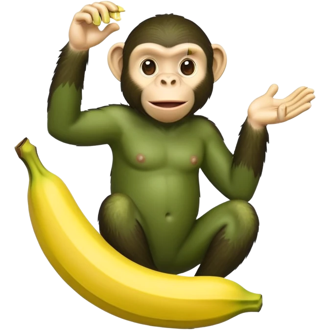 A green ￼ chimpanzee inside of a banana peal￼ emoji