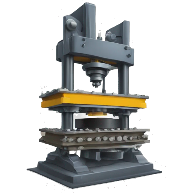 A giant industrial hydraulic press, crushing an  assortment of creative tools and instruments. emoji
