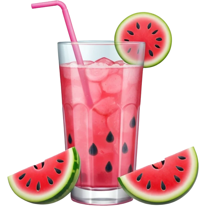 pink lemonade in glass with slice of watermelon on rim emoji