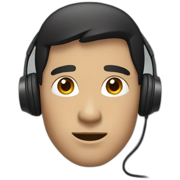man with dark short hair and headphones emoji