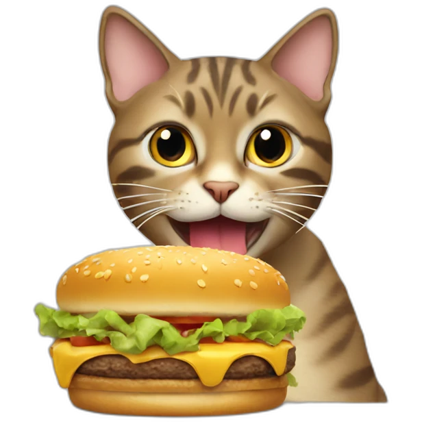 cat eating a hamburger emoji