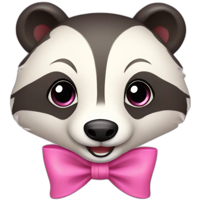 happy badger with pink bow emoji