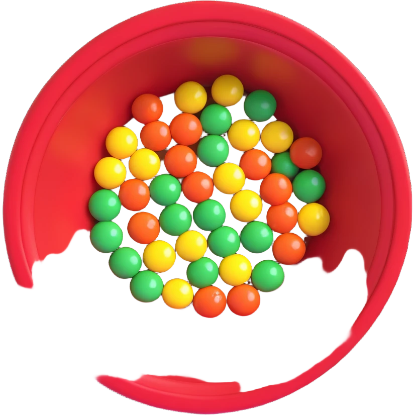 m&ms in a red cup, cup viewed from above emoji