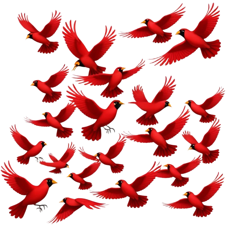 flock of red birds emoji