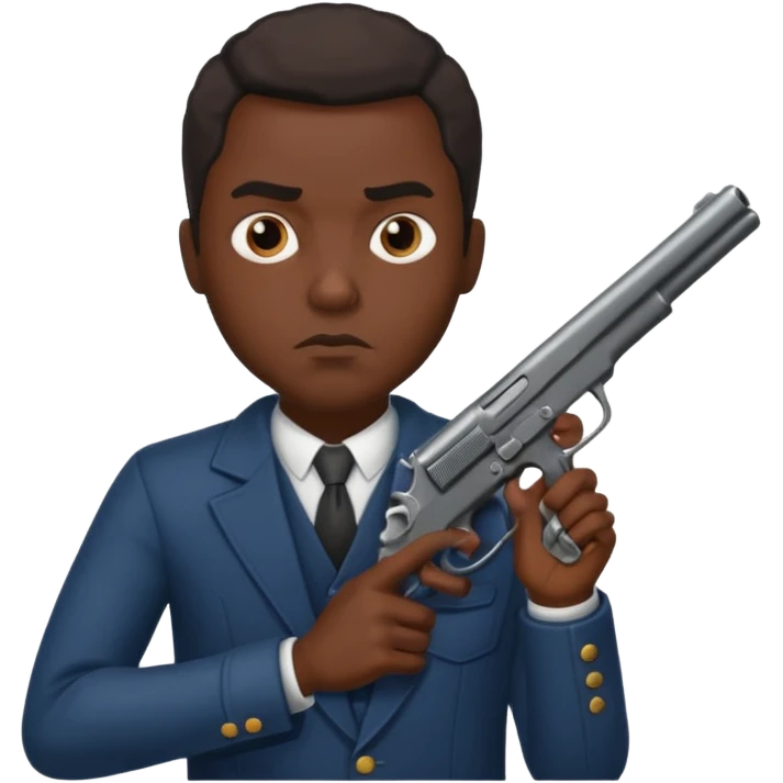 Black guy in a Shystie holding a gun emoji