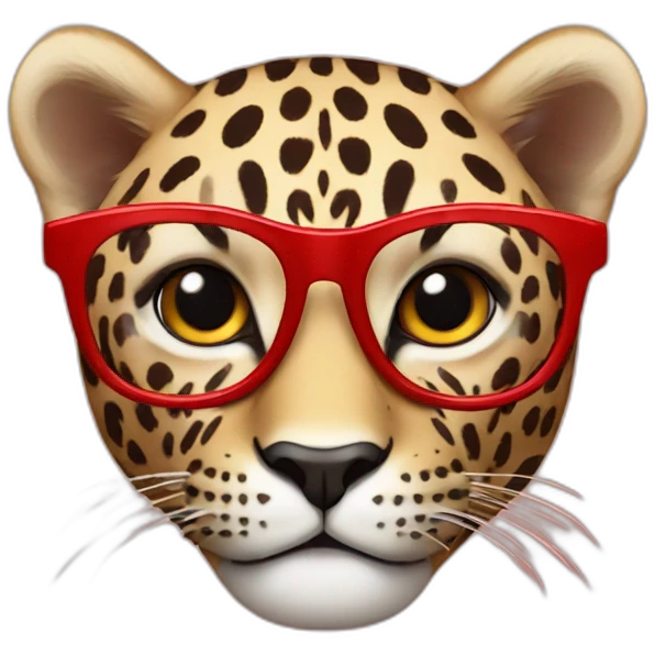 Red leopard with glasses emoji