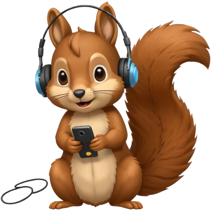 squirrel with a headset, talking, Apple emoji style emoji