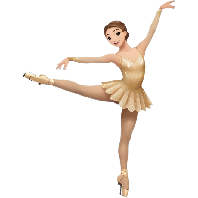 An icon featuring a graceful figure skater performing an elegant spin on a glistening ice rink. The background includes soft lighting, a crowd in the stands, and snowflakes gently falling. Transparent background highlights the beauty, artistry, and precision of figure skating. emoji