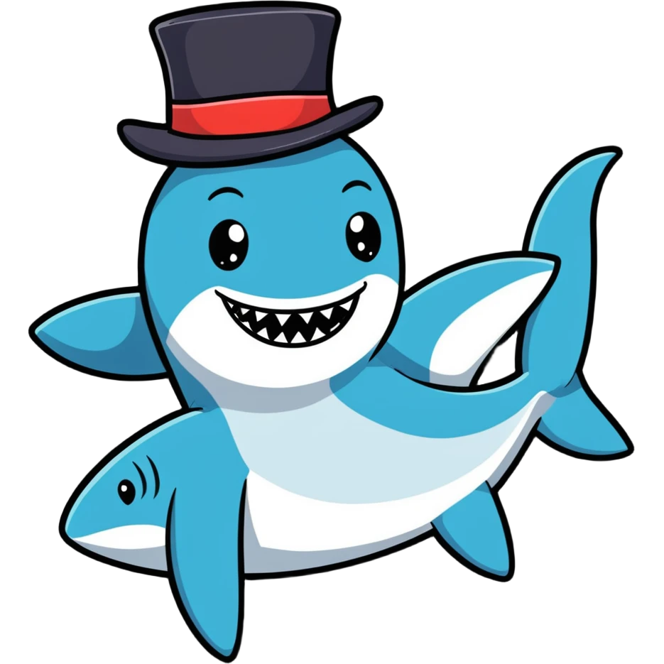 Shark with a top hat emoji