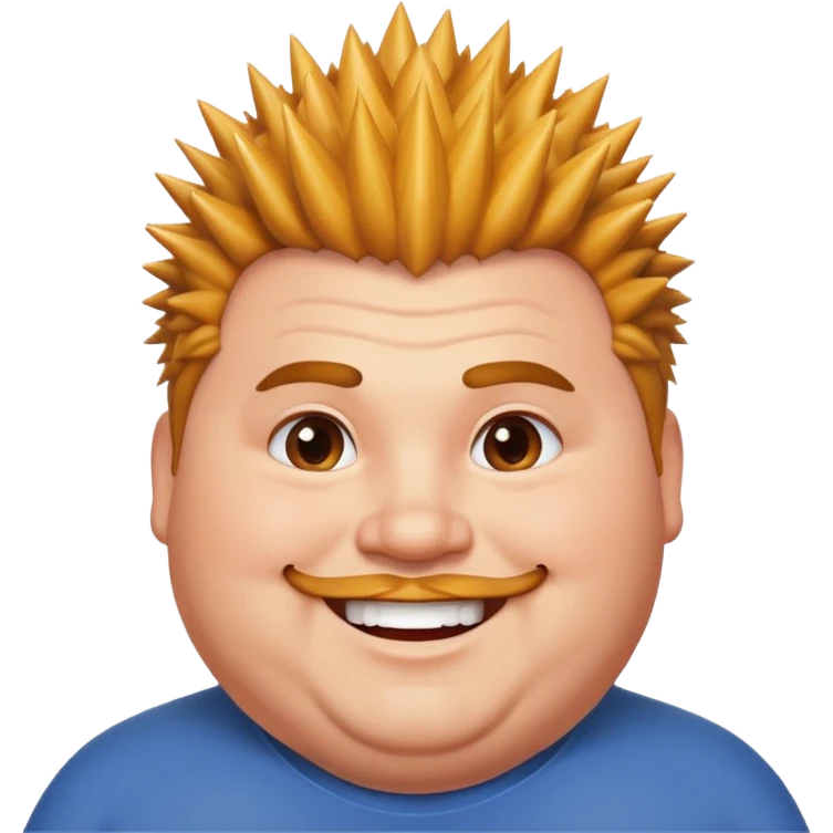  spiky haired happy fat man emoji