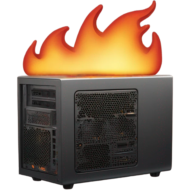 A micro atx computer surrounded by fire after playing call of duty all night long with the boys  emoji