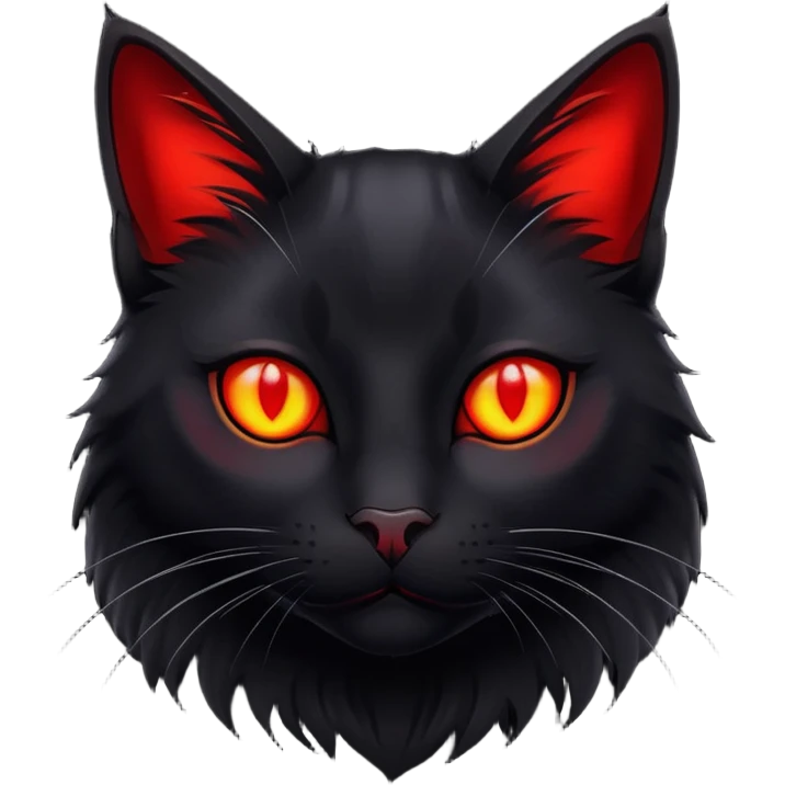 Black cat with glowing red eyes emoji